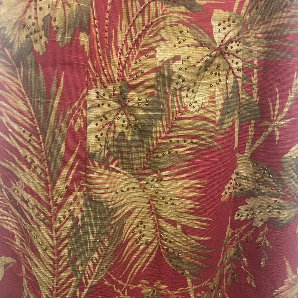 Vintage Maggy London Red and Gold Tropical Cocktail Dress - 8P